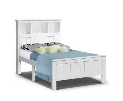 KING SINGLE ATMORE BOOKEND BED - WHITE