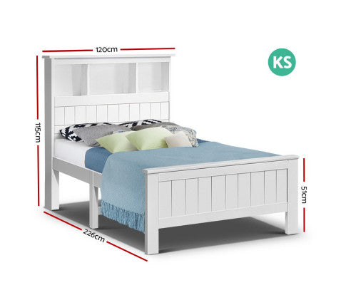 KING SINGLE ATMORE BOOKEND BED - WHITE