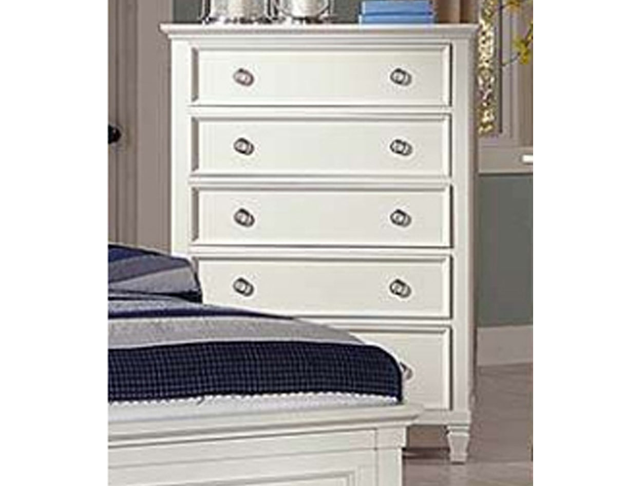 TEMPURA (044) 5 DRAWER TALLBOY - WHITE