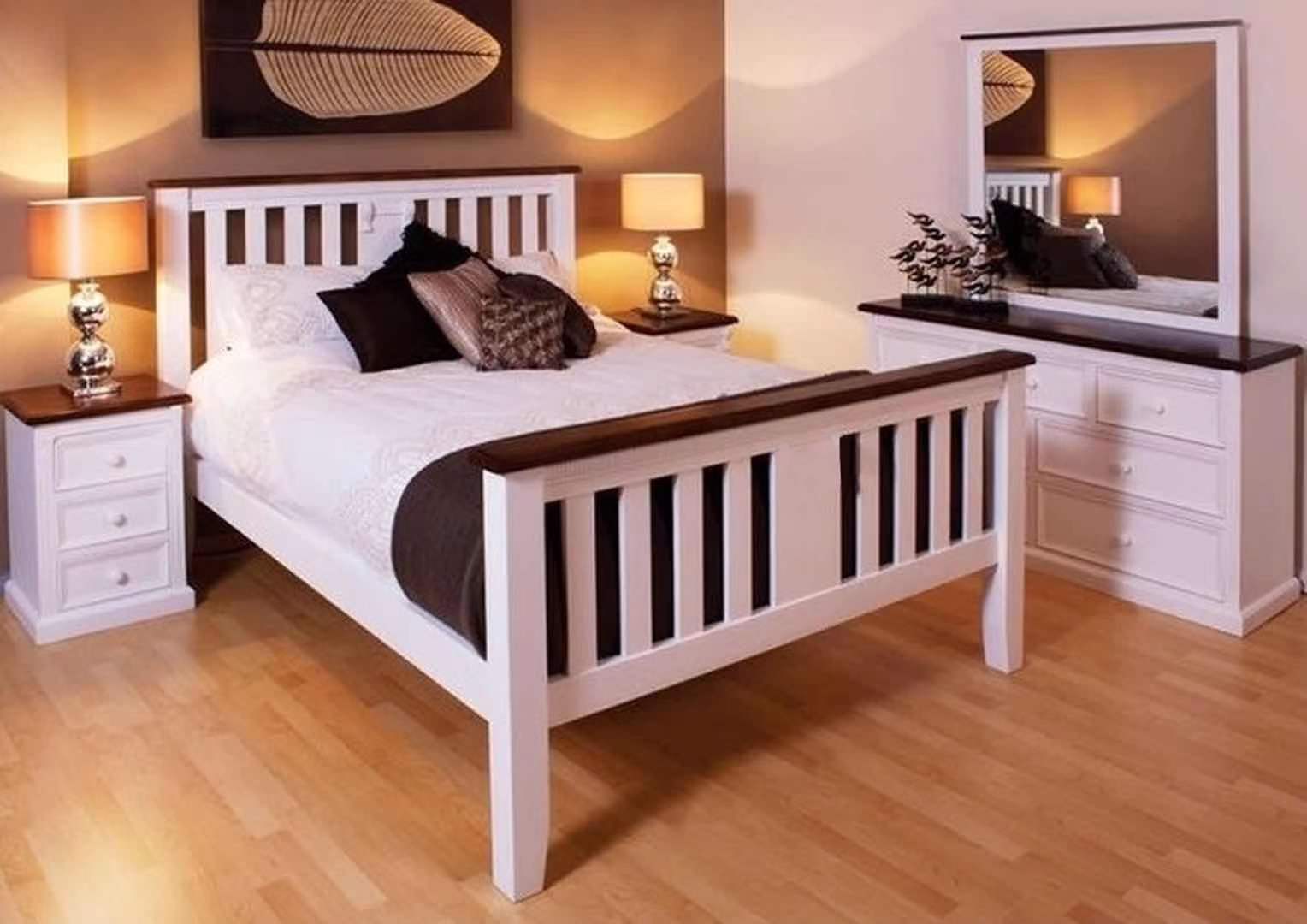 DOUBLE JANE BED - WHITE/ WALNUT TOP