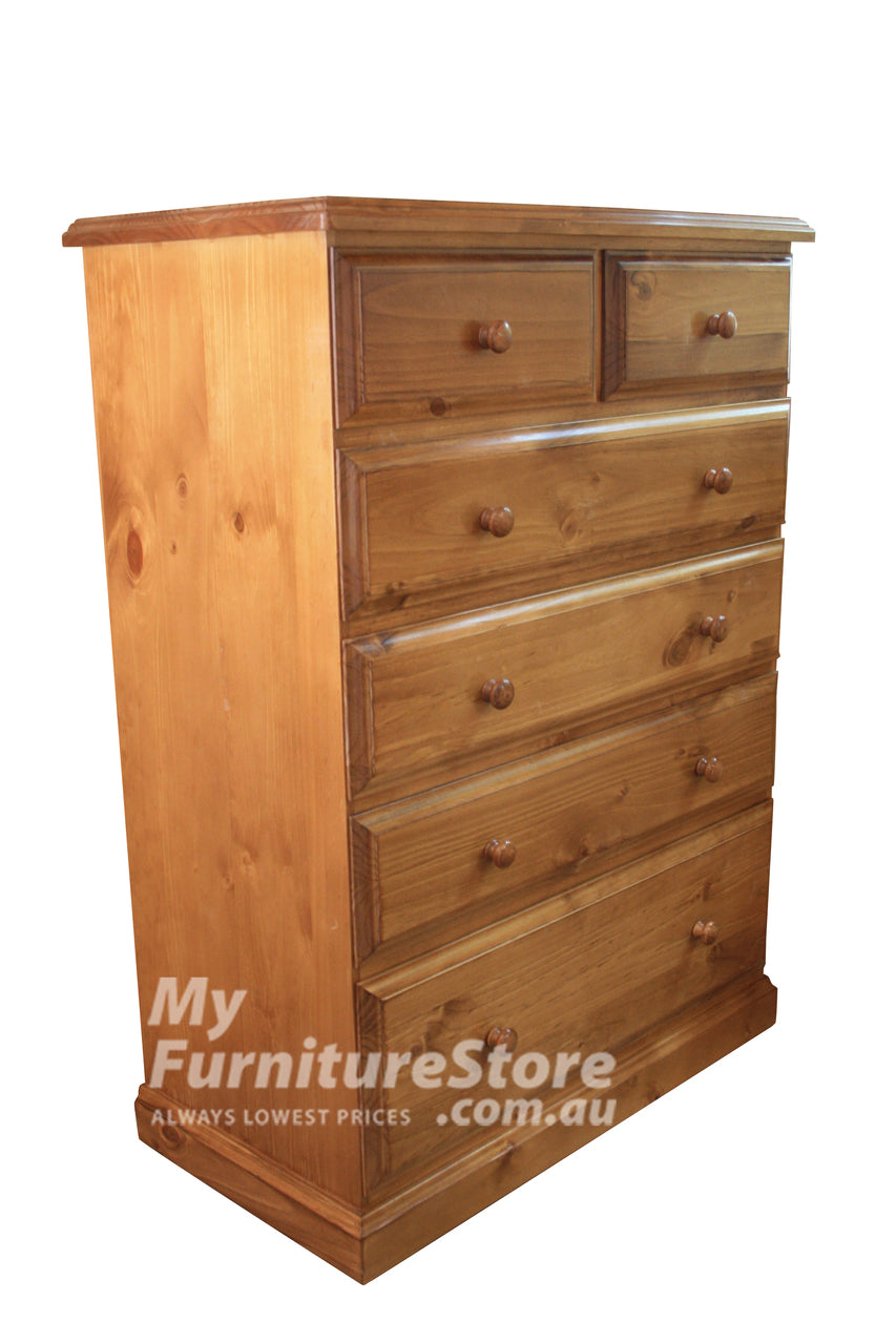 YORK (AUSSIE MADE) 7 DRAWER TALLBOY 85CM WIDE - 1500(H) x 900(W) - ASSORTED COLOURS