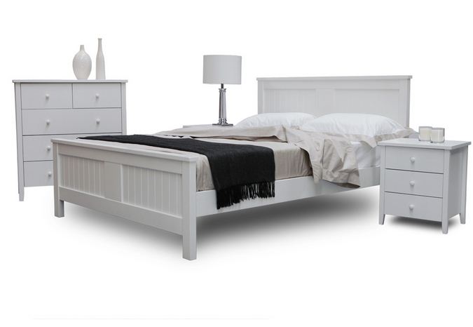 SINGLE OR KING SINGLE BRIGHTON 3 PIECE BEDROOM SUITE  - WHITE