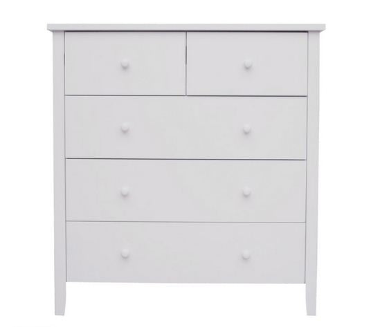 BRIGHTON 5 DRAWER TALLBOY - 1015(H) X 940(W) - WHITE OR BLACK