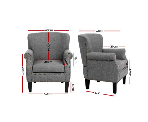 ACIER FABRIC ACCENT CHAIR - GREY VELVET