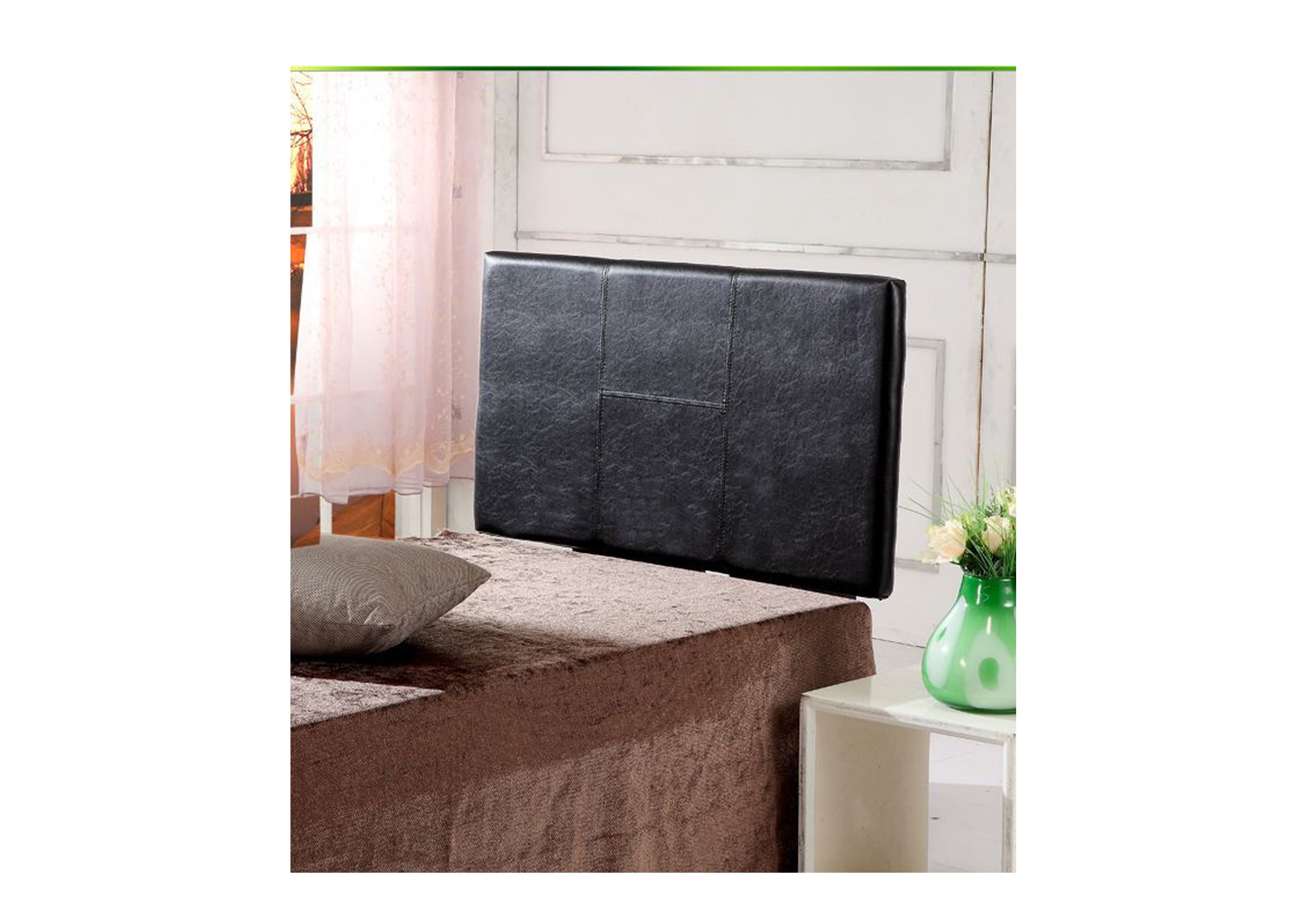 SINGLE BELLISSIMO LEATHERETTE BEDHEAD (ING-HB-01/ 02/03) - SHINY BLACK , SHINY BROWN OR WHITE