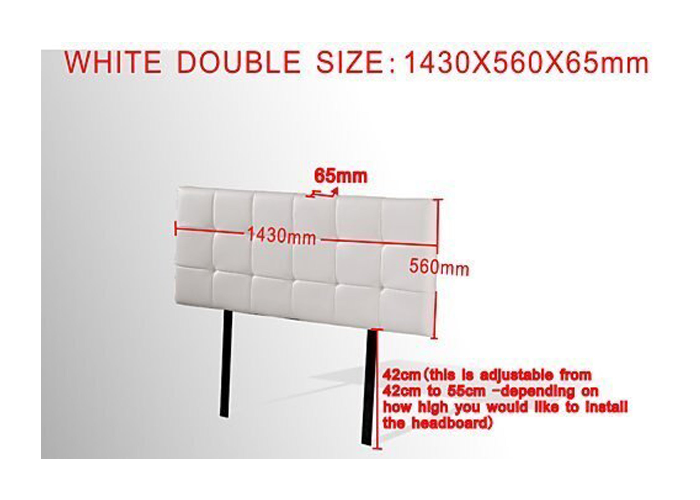   DOUBLE  DELUXE TUFTED LEATHERETTE BEDHEAD (ING-HB-18)  -  WHITE