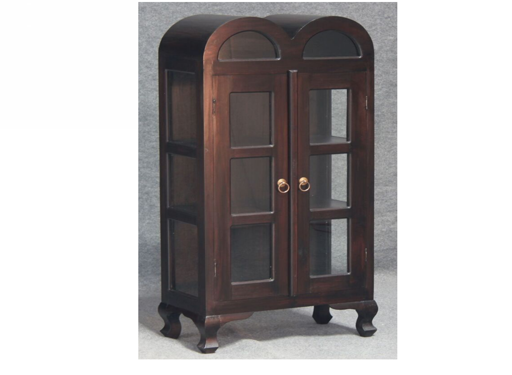 DOUBLE SMALL  DOME 1250(H) X 590(W) DISPLAY CABINET (DC 200 DDS) - CHOCOLATE OR MAHOGANY