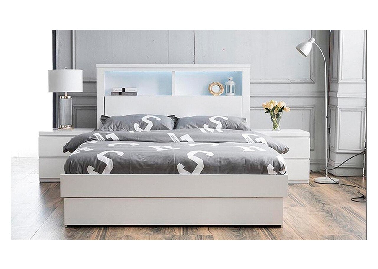  ROGAN SINGLE OR KING SINGLE 3   PIECE BEDROOM SUITE - (MODEL:LS 718/SK/S)  - HIGH  GLOSS WHITE