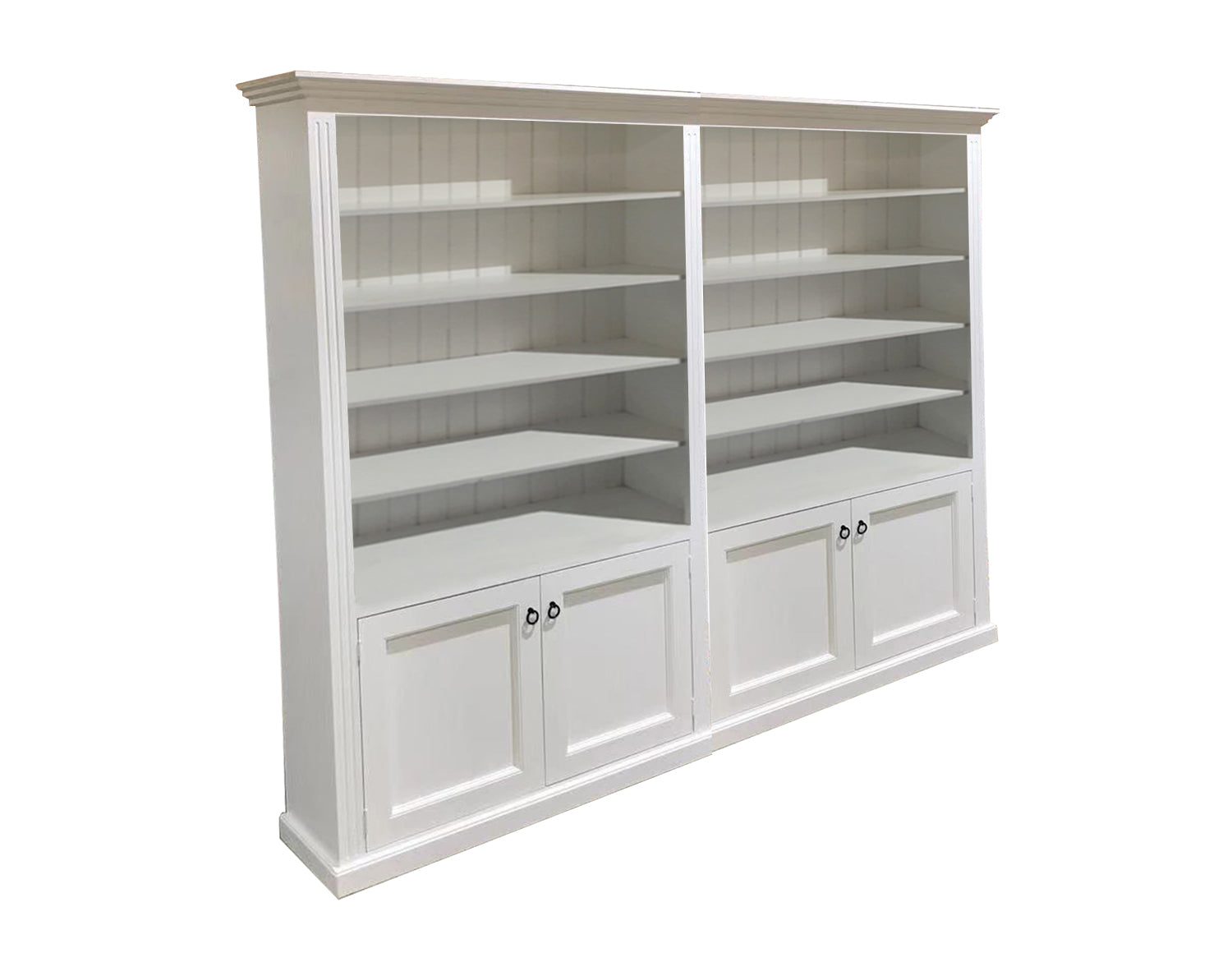 BAYSIDE (AUSSIE MADE) 4 DOOR BOOKCASE PIGEON PAIRED (3 SECTIONS) - 1800(H) x 1800(W) - ASSORTED STAINED COLOURS