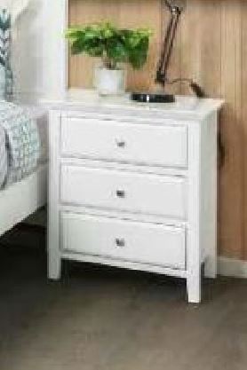 JASPER 3 DRAWER BEDSIDE CHEST - 660(H) x 550(W) - WHITE