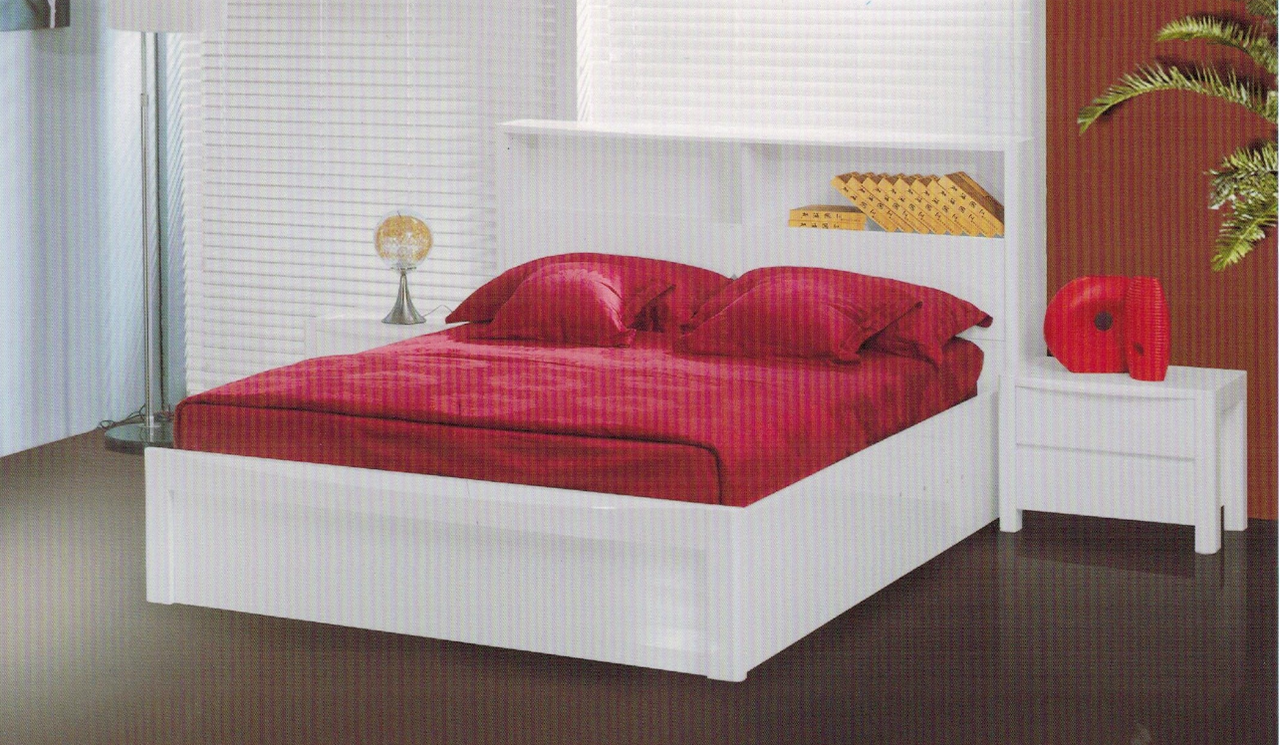 NEW YORK  DOUBLE OR  QUEEN 3   PIECE (BEDSIDE) BEDROOM SUITE  - (MODEL:32)- HI GLOSS WHITE