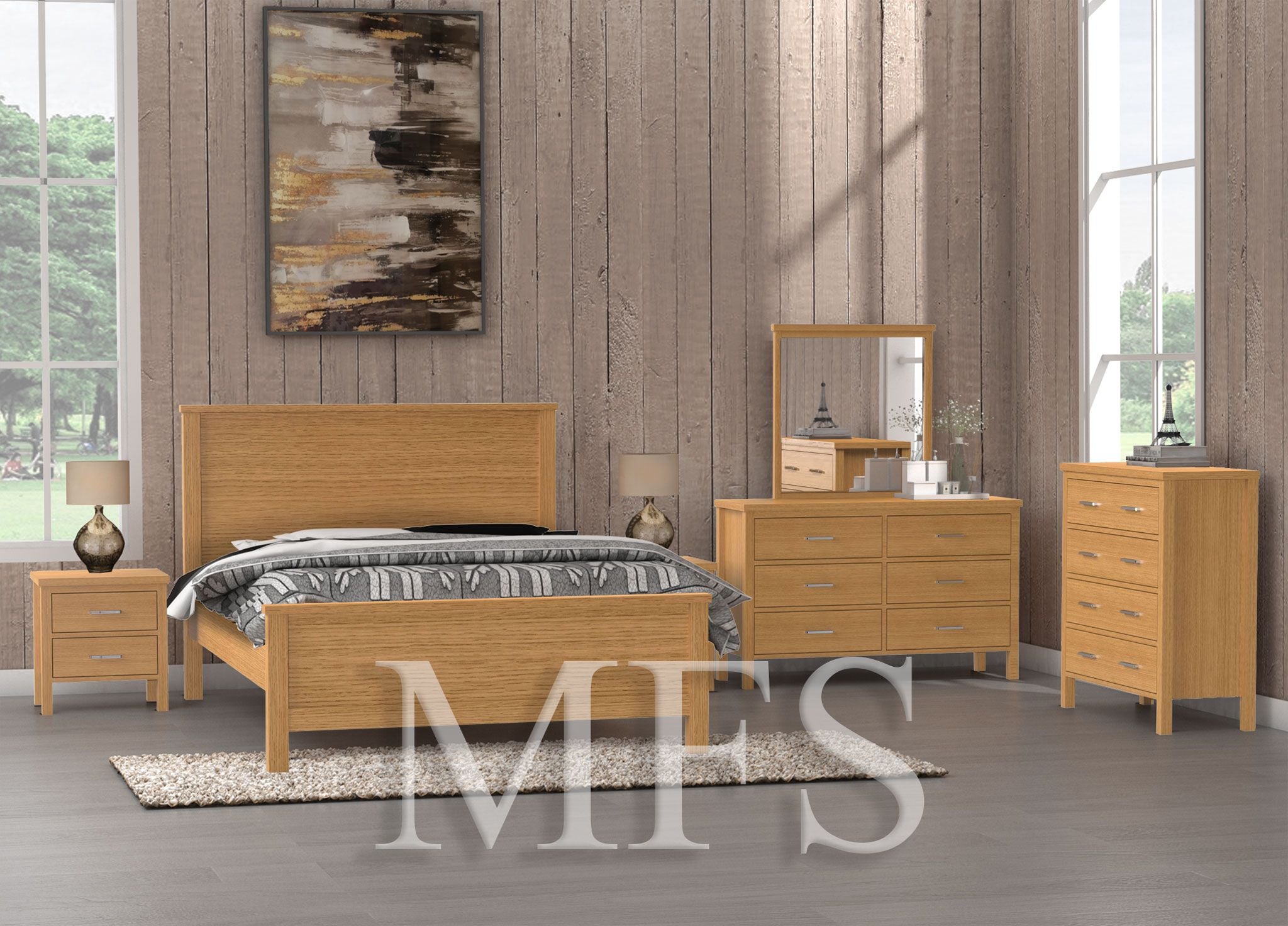 KING SINGLE BELROSE (AUSSIE MADE) BED - TASSIE OAK COMBINATION - ASSORTED COLOURS