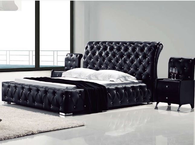 BETHANY KING 3 PIECE (BEDSIDE) LEATHERETTE BEDROOM SUITE WITH DIAMONTES (MODEL: B032#) - ASSORTED COLOURS