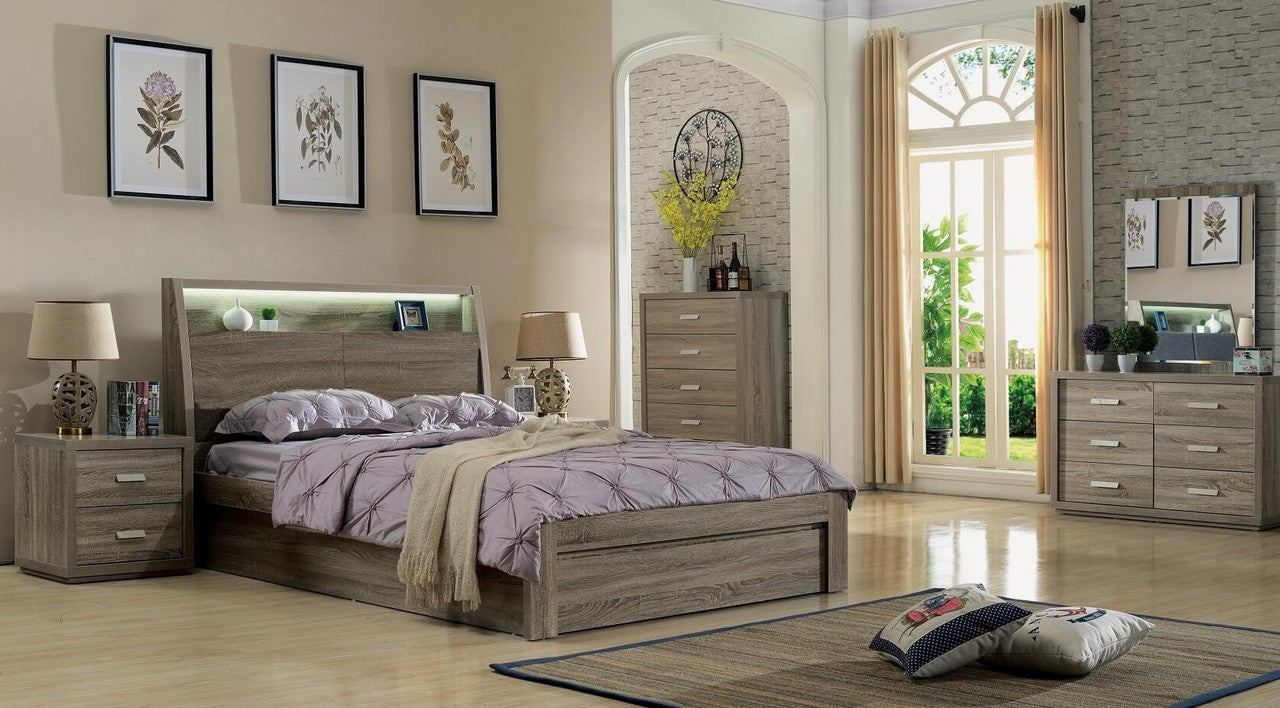 CHICAGO  KING 6 PIECE (THE LOT) BEDROOM SUITE - (2-15-19-20-15-14) - MOCHA 