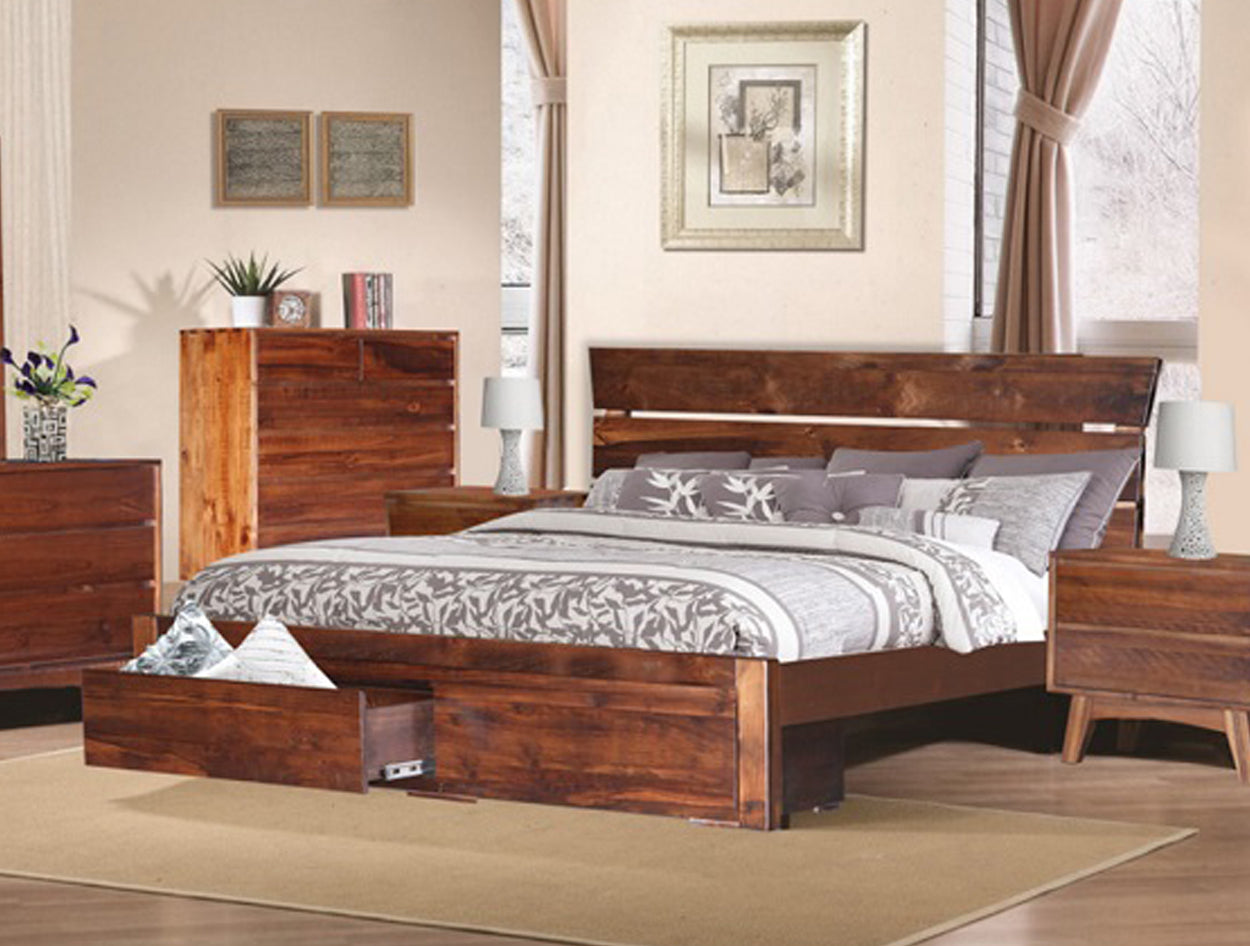 KING SINGLE EUREKA BED (MODEL-16-9-14-14-1-3-12-5 ) - HAZELNUT