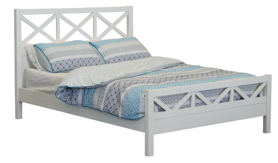 FRENCH COAST QUEEN 3  PIECE BEDSIDE  BEDROOM SUITE  - BRUSHED WHITE