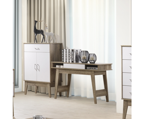BARTEL SCANDINAVIAN CONSOLE / HALLWAY TABLE - 1200(W) - OAK / WHITE