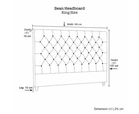 SEAN KING TUFTED  FABRIC BEDHEAD - BEIGE 