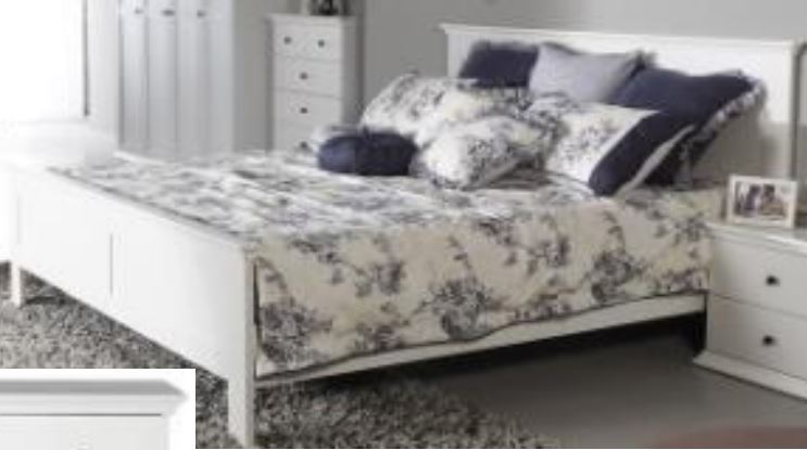 MALVERN (WD-155) DOUBLE OR QUEEN 3 PIECE BEDSIDE BEDROOM SUITE - SATIN WHITE