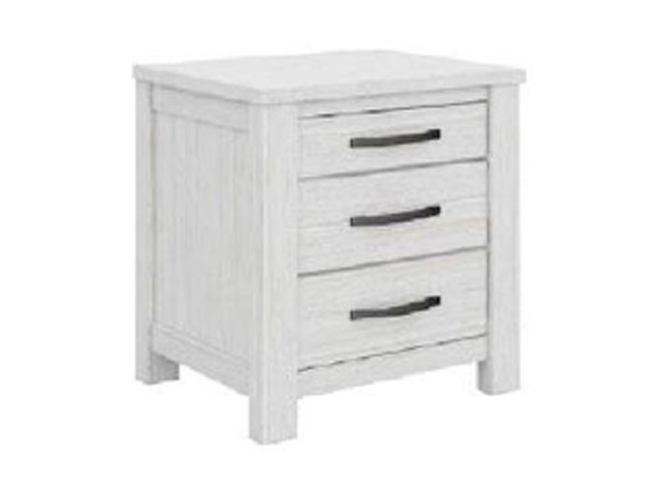 MILDRED 3 DRAWER BEDSIDE TABLE (6-12-15-9-14-1) - WHITE WASH