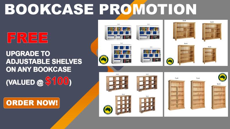 FEDERATION (AUSSIE MADE) LOWLINE BOOKCASE WITH DOUBLE FEDERATION TOP COLLECTION - ASSORTED COLOURS - STARTING FROM $399