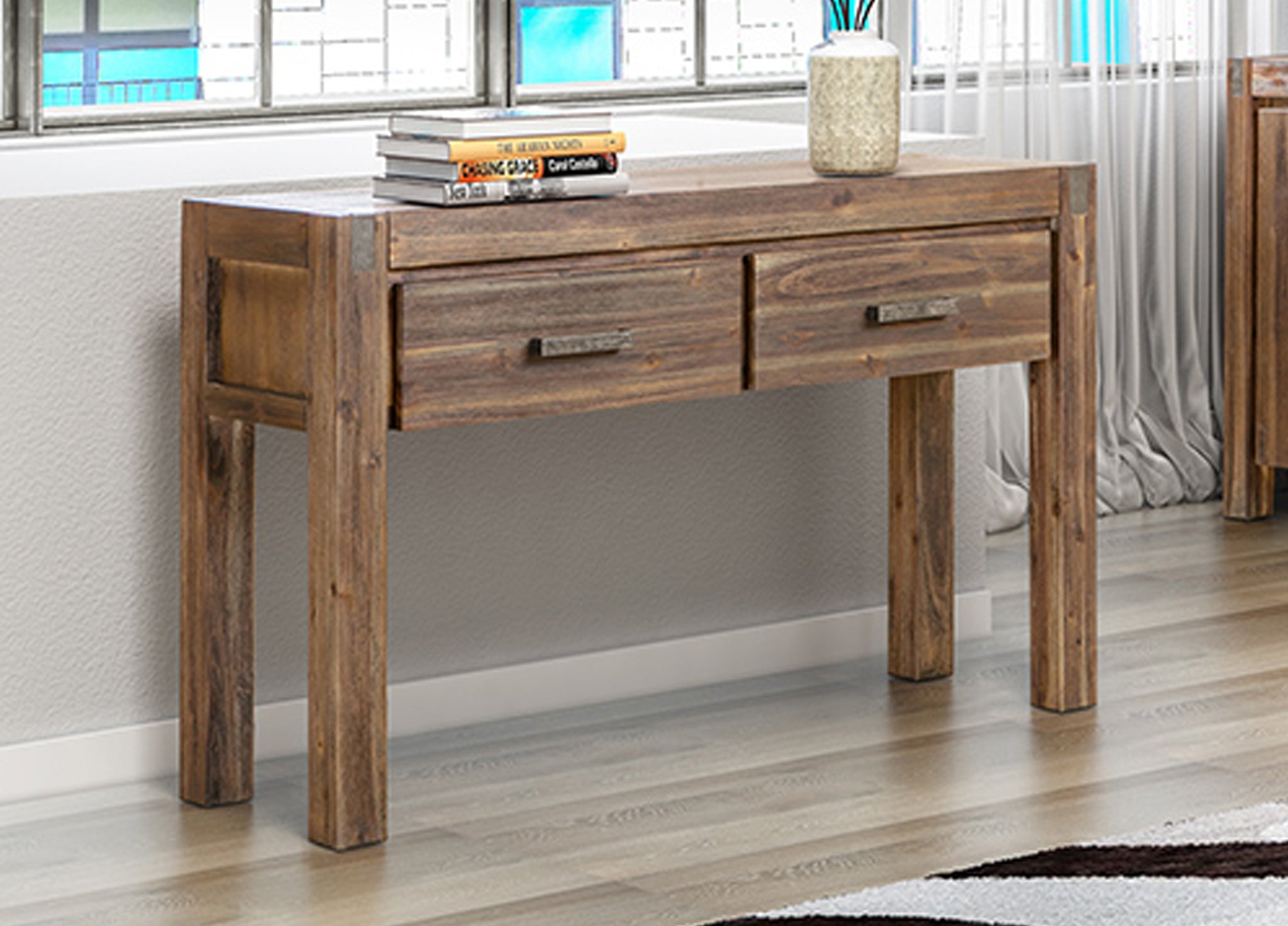  ENDLICHERI HALL TABLE - OAK OR CHOCOLATE