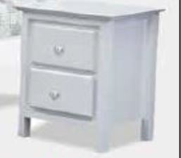 NICKY 2 DRAWER BEDSIDE TABLE - WHITE (1375)
