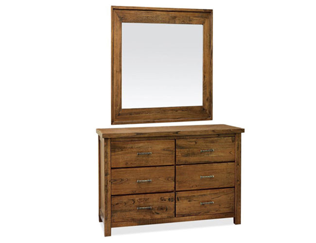 RADIUS 6 DRAWER DRESSER WITH MIRROR (VTO-004/VTO-005) (MODEL 20-15-19-3-1-14-1) - 1875(H) X 1350(W) - NATURAL
