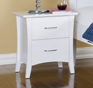 STELLA / SAVANNAH 2 DRAWER BEDSIDE TABLE - 570(H) x 510(W) - WHITE