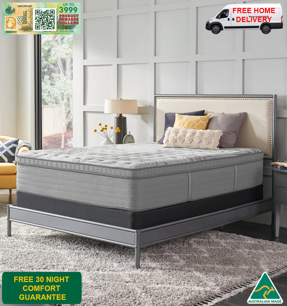 (AMM) PINNACLE / (HN) GRAND LUXURY LANGHAM / (FW) PLATINUM LUXURY OASIS EURO TOP + LATEX + GEL INFUSED MEMORY FOAM + COOL FLOW FABRIC - FIRM / MEDIUM / PLUSH
