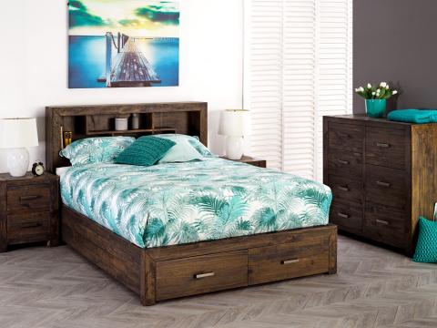 MUNICH KING 3 PIECE (BEDSIDE) BEDROOM SUITE WITH UNDER BED STORAGE - GREY STONE