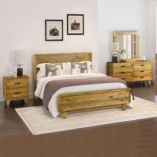 DOUBLE MALONE BED FRAME - LIGHT BROWN
