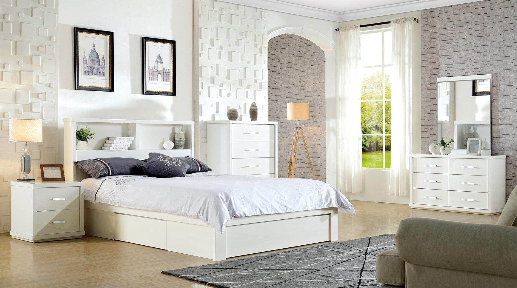 MOROCCO 5 DRAWER TALLBOY - WHITE