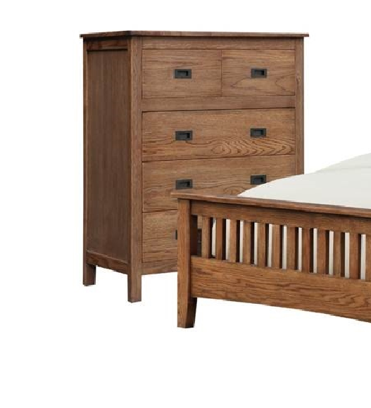 DANIEL (3718)  5 DRAWER SPLIT TOP TALLBOY CHEST-CHESTNUT
