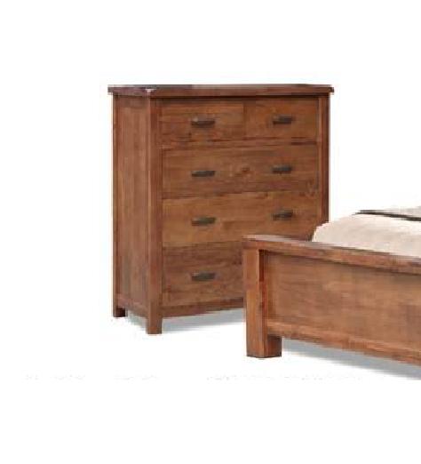JAYDEN   QUEEN 4 PIECE  TALLBOY BEDROOM SUIT  (3734) BED WITH PADDED HEADBOARD (MODEL - 7-5-15-18-7-9-1) - NUTMEG