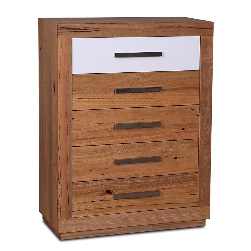 DESTINY  QUEEN  HARDWOOD TIMBER 4 PIECE  TALLBOY  BEDROOM SUITE (8-1-12-5) - NATURAL / WHITE