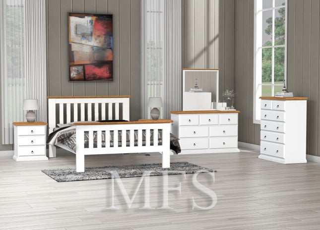 DOUBLE CRONULLA (AUSSIE MADE) BED WITH MATCHING FOOT END - 2 TONE - ASSORTED COLOURS