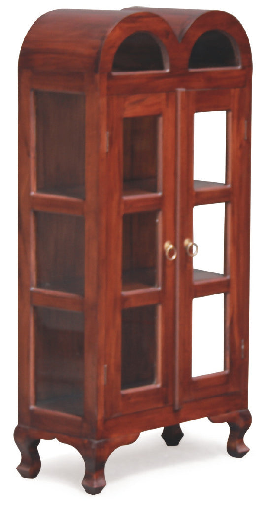 DOUBLE SMALL  DOME 1250(H) X 590(W) DISPLAY CABINET (DC 200 DDS) - CHOCOLATE OR MAHOGANY