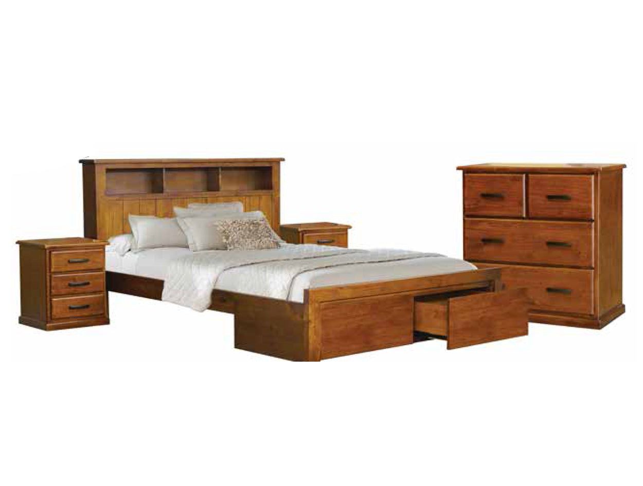 KING MERCED TIMBER BOOKEND BED - ANTIQUE OAK