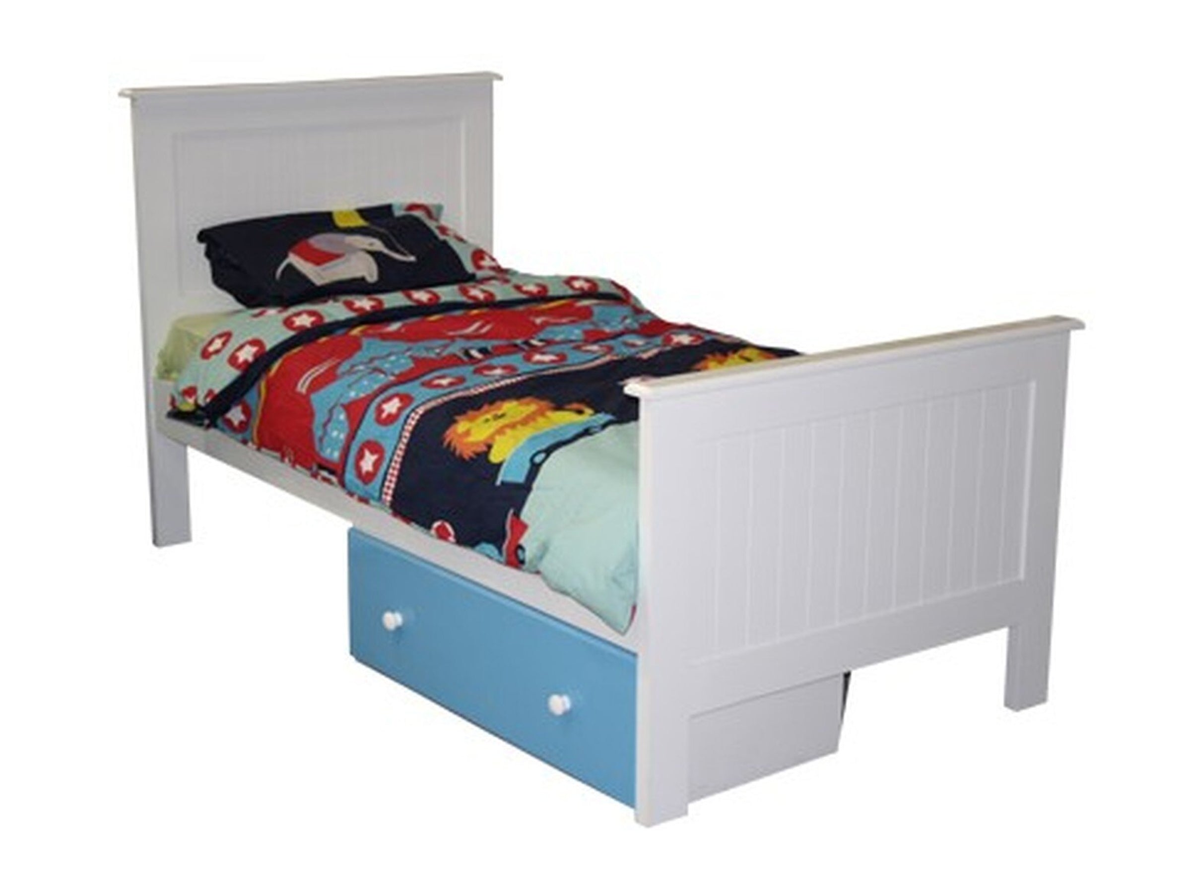 KING SINGLE GEORGE BED WITH 2 UNDERBED STORAGE BOXES - PRICED IN ASSORTED COLOURS (VIC ASH AND PINE OPTIONS ALSO AVAILABLE - PRICE ON APPLICATION) - CUSTOMISATION AVAILABLE
